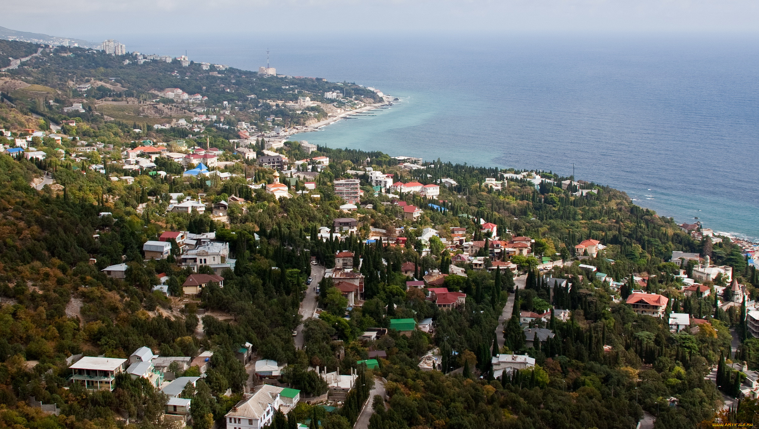 Обои Крым Ялта Города - Панорамы, обои для рабочего стола, фотографии крым,  Ялта, города, панорамы, дома, море, побережье Обои для рабочего стола,  скачать обои картинки заставки на рабочий стол.